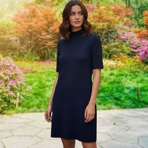 NWT NEBO size 8 (40 in brand) navy mock neck short sleeve dress